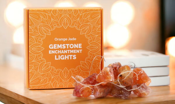LED Fényfüzér Kristályokkal - Narancsszínű Jade Kő-3