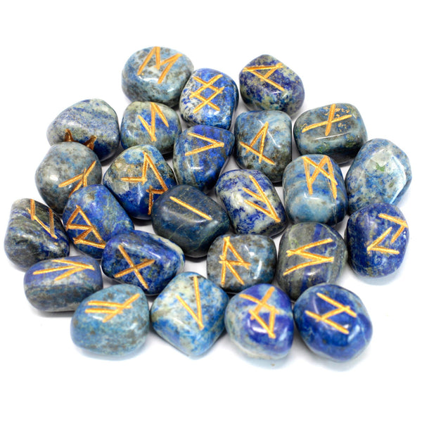 Indiai Rúna Kövek Tasakban - Lapis Lazuli-0