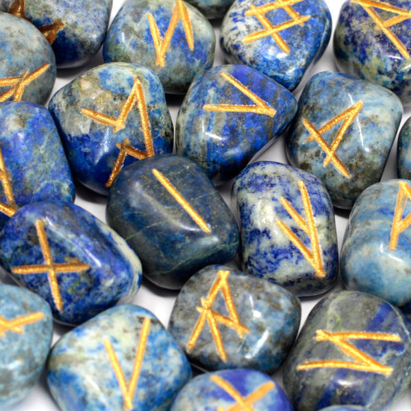 Indiai Rúna Kövek Tasakban - Lapis Lazuli-1