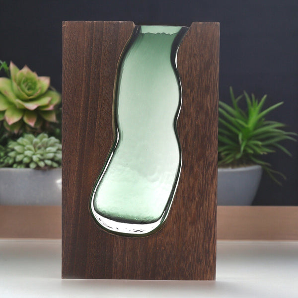 Üveg Váza/Terrárium Sötét Tung Fában - 14.5x5x23cm-2
