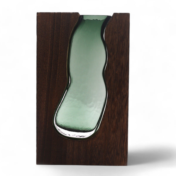 Üveg Váza/Terrárium Sötét Tung Fában - 14.5x5x23cm-3