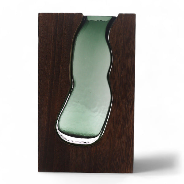 Üveg Váza/Terrárium Sötét Tung Fában - 14.5x5x23cm-4