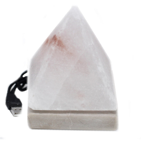 Minőségi USB Fehér PiramisSólámpa - 9 cm (színváltós)-0