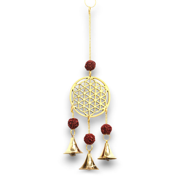 Indiai Harangjáték - Élet Virága ás Rudraksha, 3 Csengő - 6x27cm-0