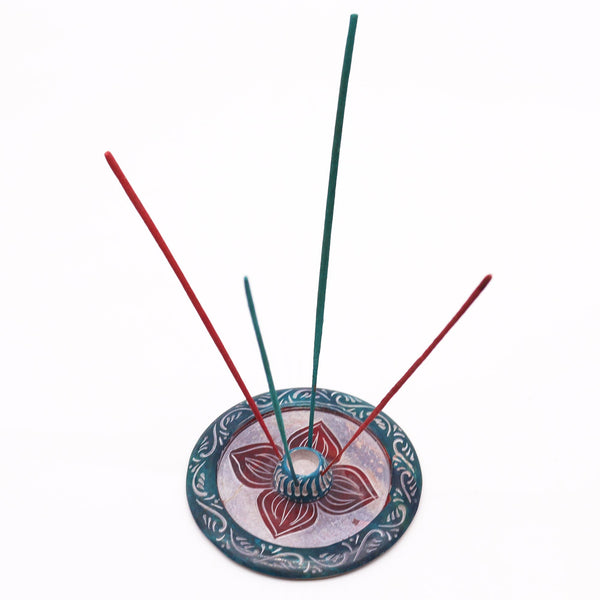 Szappankő Kerek Füstölő Állvány 12cm - Négy Szirom-1