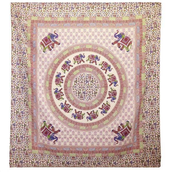 Ágytakaró / Falidísz- Elefánt Mandala - Lila, Kék és Krém-0
