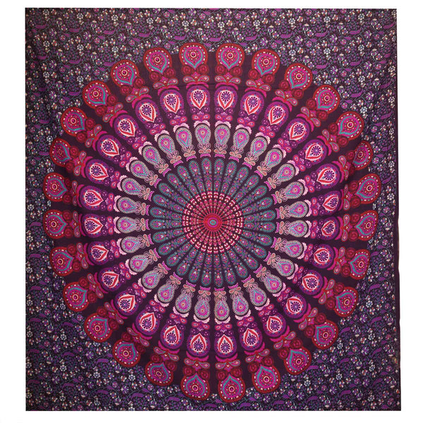 Kettős Pamut Ágytakaró / Falidísz -Mandala - Lila-0