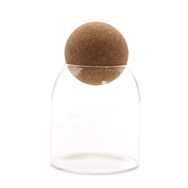 Üveg Tárolóedény Parafa Golyóval - Sima - 10cm-0
