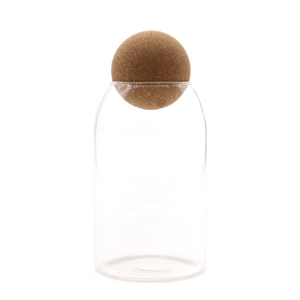 Üveg Tárolóedény Parafa Golyóval - Sima - 15cm-0