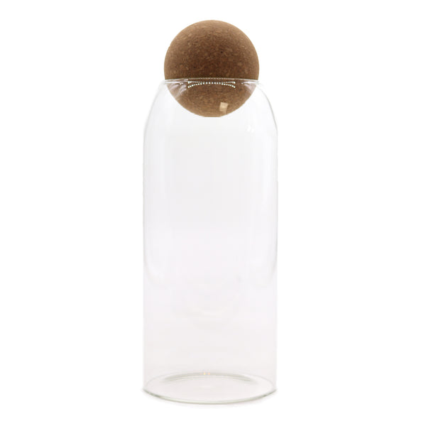 Üveg Tárolóedény Parafa Golyóval - Sima - 20cm-0