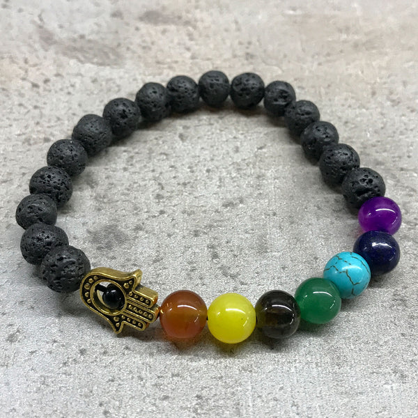 Lávakő Karkötő- Hamsa Chakra-1