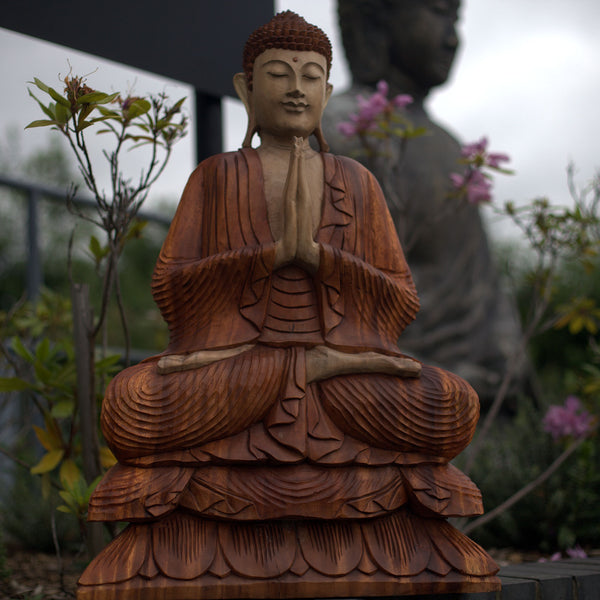 Kézműves Buddha Szobor-Üdvözlő-60cm