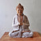 Kézműves Buddha Szobor - 40cm Üdvözlő - Fehér Súrolt