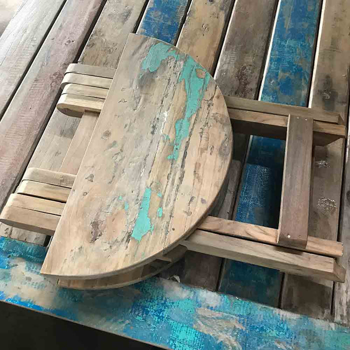 Kerek kisasztal újrahasznosított fából - 50x50cm